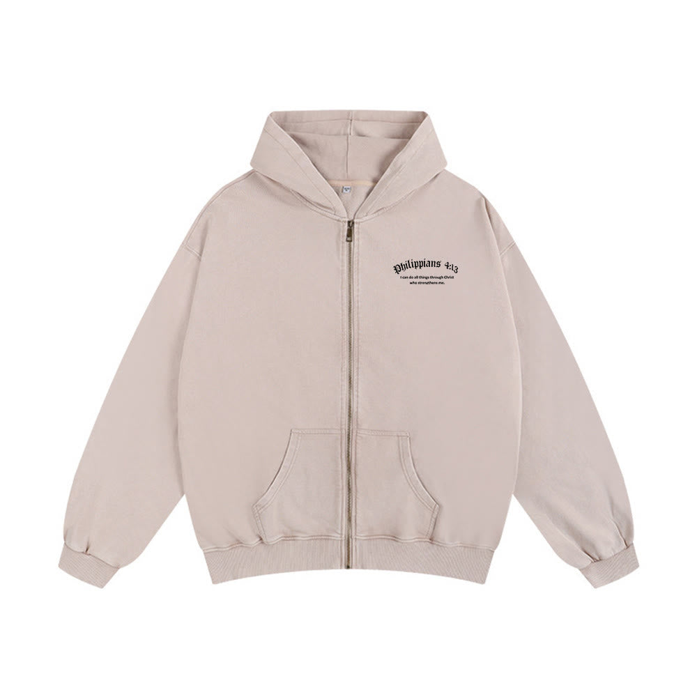Christianartworkshop Giacca con cappuccio Filippesi 4:13: dono della fede con messaggio di forza - image 8