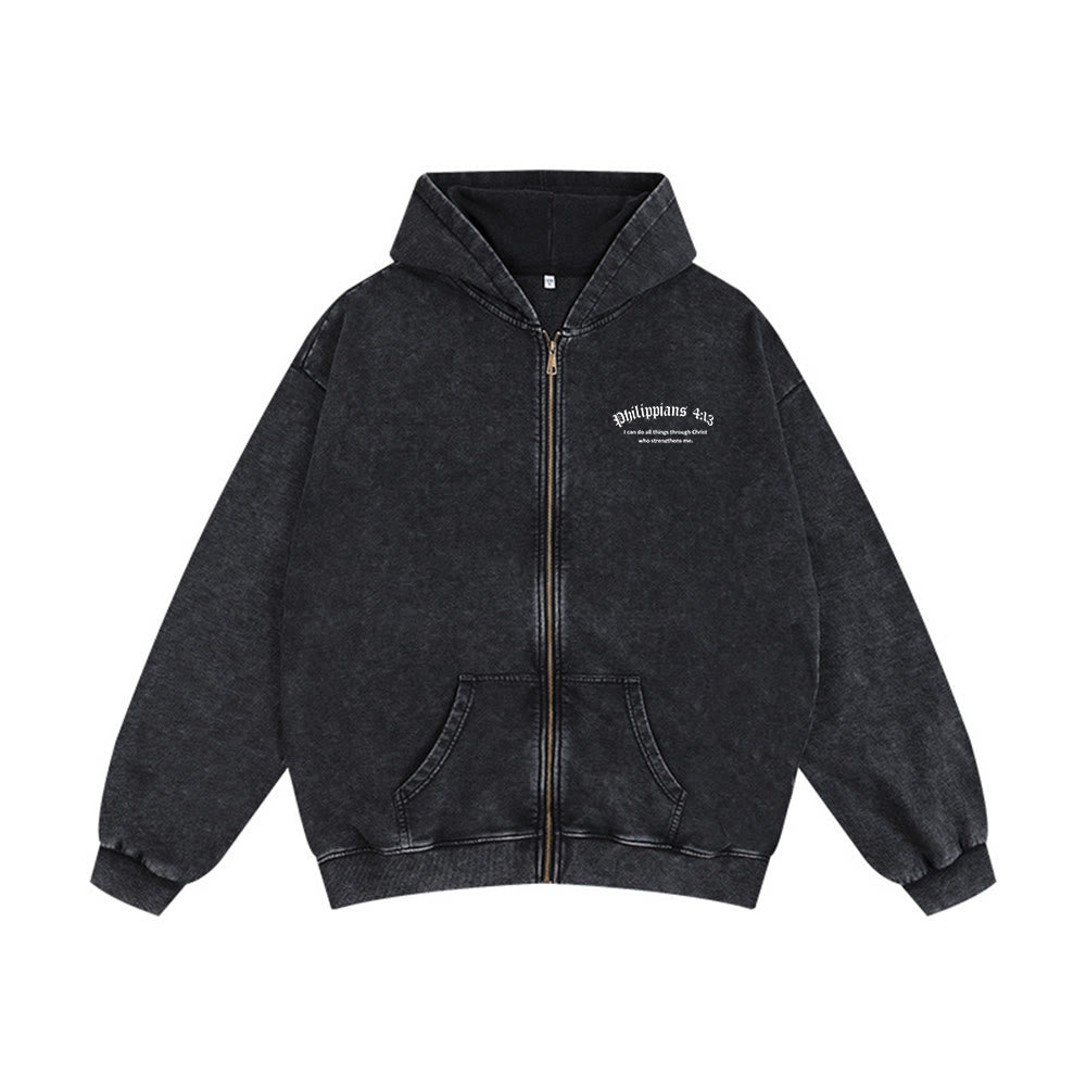 Christianartworkshop Giacca con cappuccio Filippesi 4:13: dono della fede con messaggio di forza - image 1