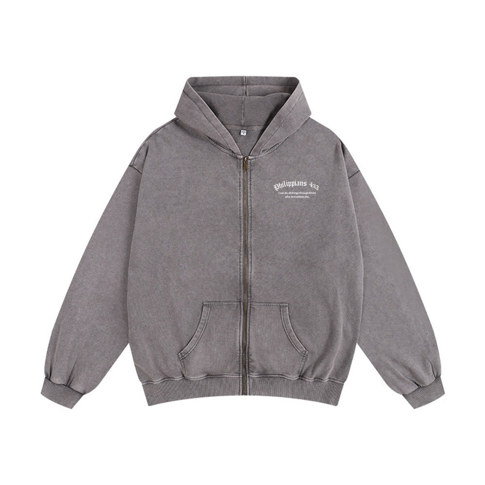 Christianartworkshop Giacca con cappuccio Filippesi 4:13: dono della fede con messaggio di forza - image 14