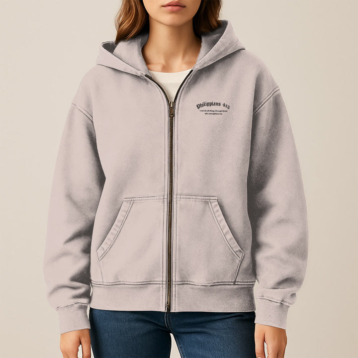 Christianartworkshop Giacca con cappuccio Filippesi 4:13: dono della fede con messaggio di forza - image 9