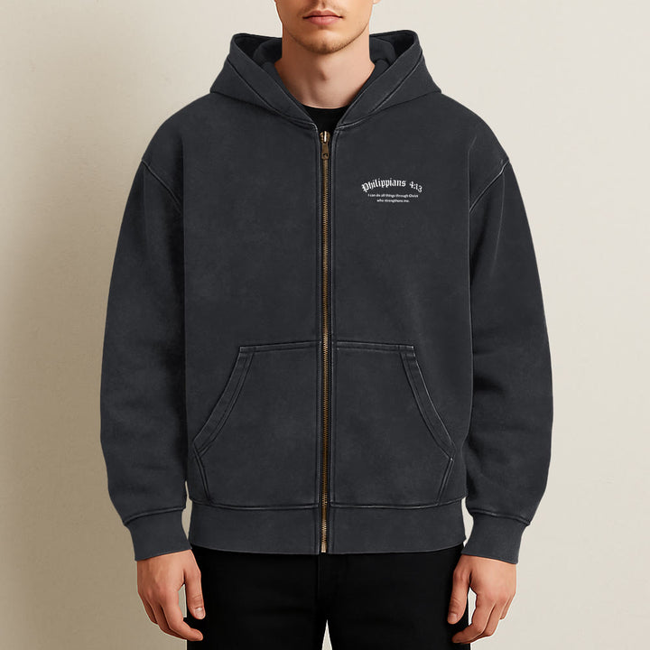 Christianartworkshop Giacca con cappuccio Filippesi 4:13: dono della fede con messaggio di forza - image 4