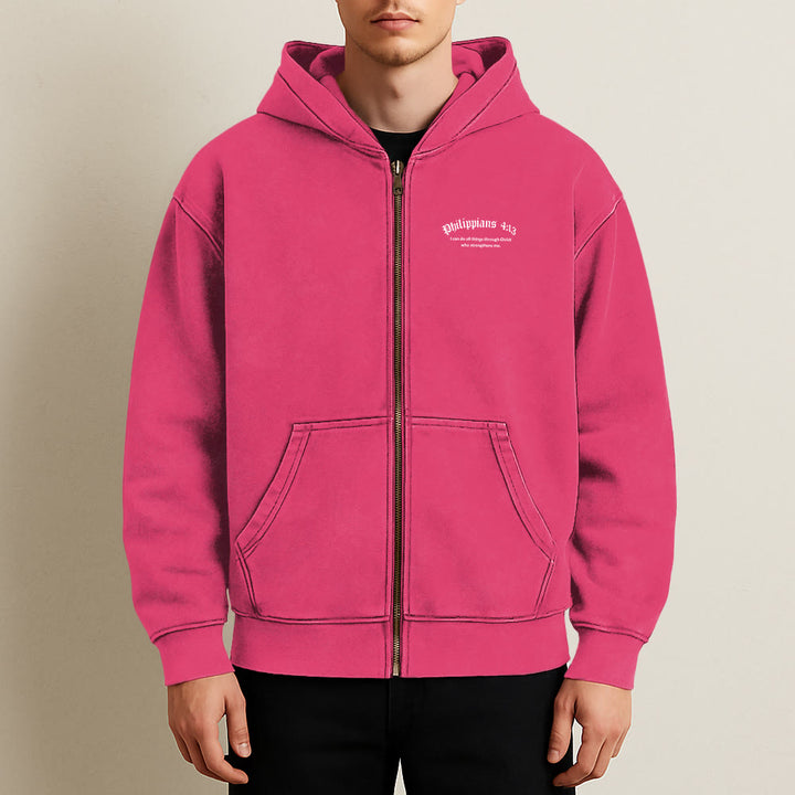 Christianartworkshop Giacca con cappuccio Filippesi 4:13: dono della fede con messaggio di forza - image 23