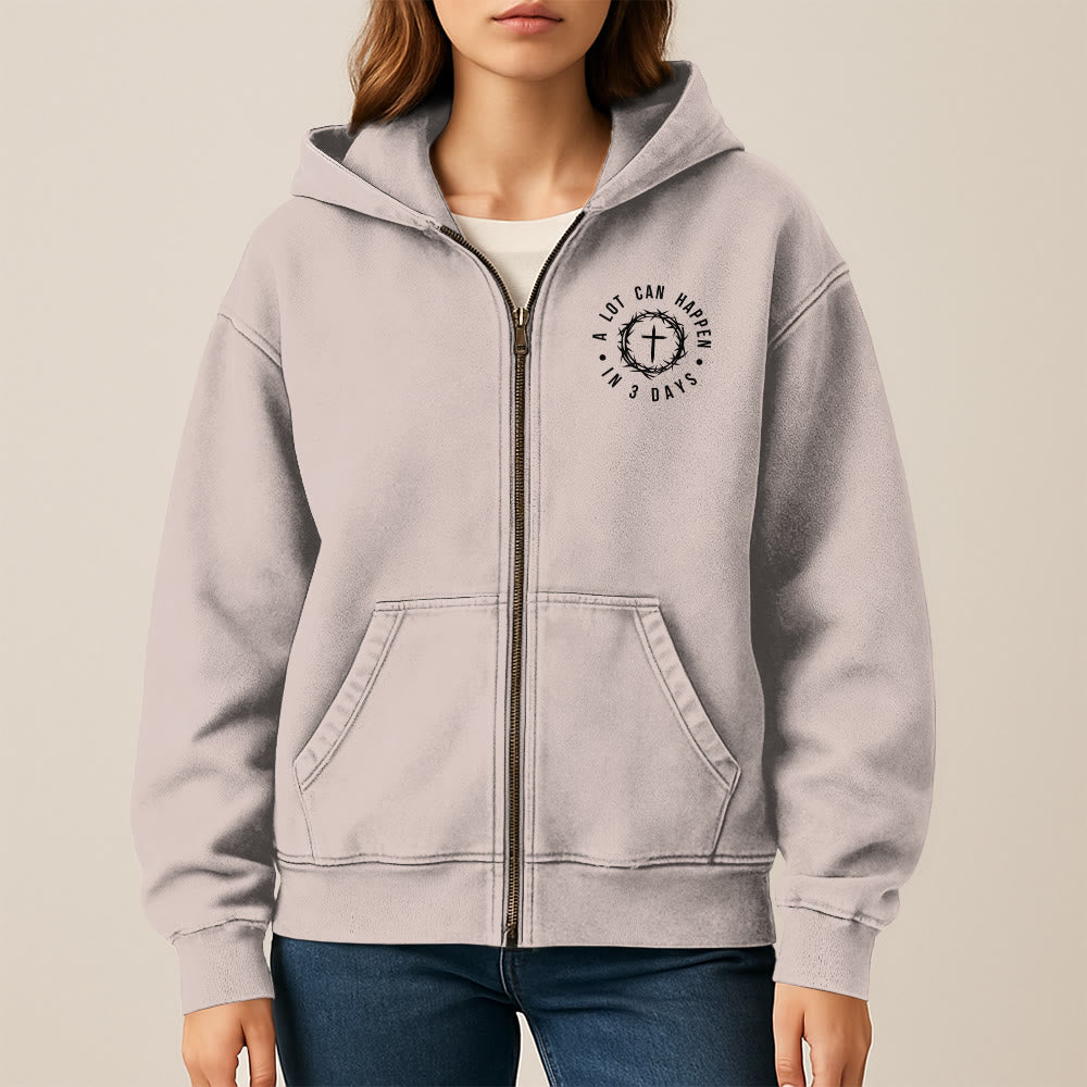 Giacca con cappuccio "3 Days Miracle" di Christianartworkshop: fede nella resurrezione da indossare ogni giorno - image 15