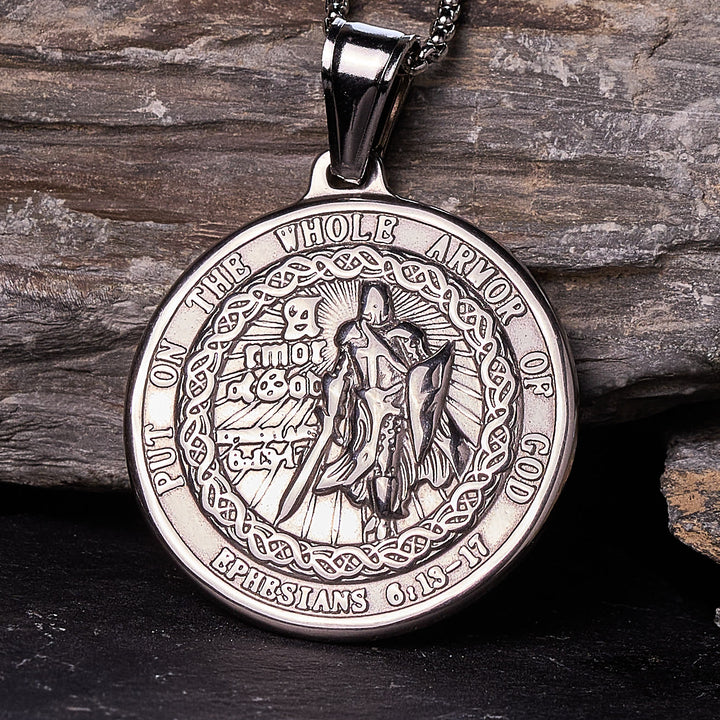 Collana con ciondolo "Armatura di Dio" di Christianartworkshop: protezione spirituale e devozione senza tempo - Argento - image 6
