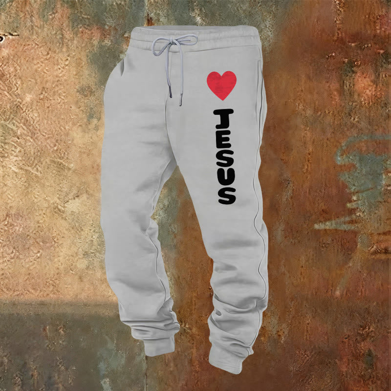 Pantaloni della tuta "Cuore per Gesù" Christianartworkshop : da indossare ogni giorno con affetto fedele - Grigio chiaro - 2XL - image 0