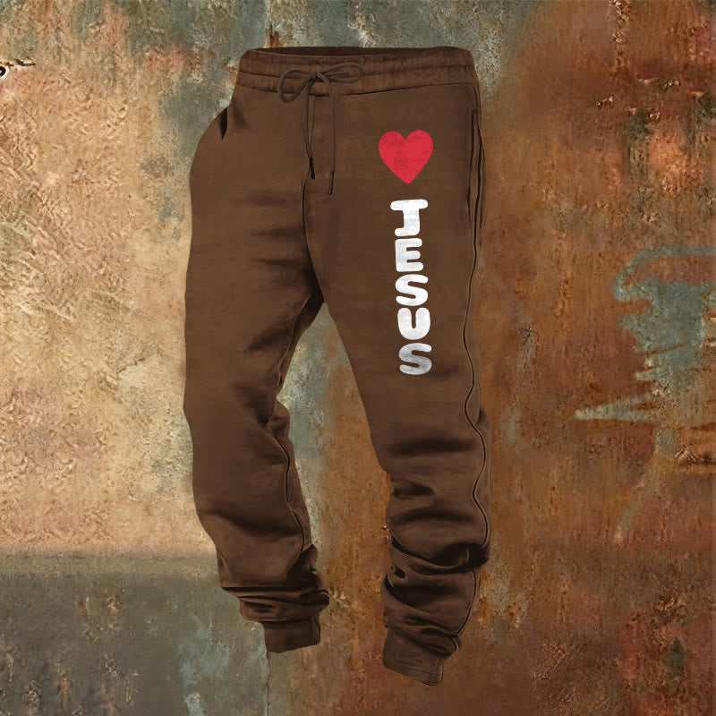 Pantaloni della tuta "Cuore per Gesù" di Christianartworkshop: da indossare ogni giorno con affetto fedele - Marrone - 2XL - image 21