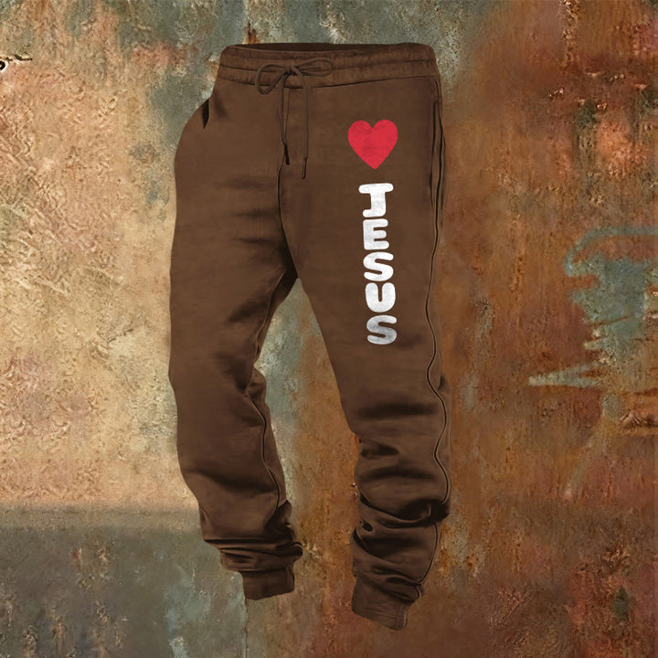 Pantaloni della tuta "Cuore per Gesù" di Christianartworkshop: da indossare ogni giorno con affetto fedele - Marrone - 2XL - image 21