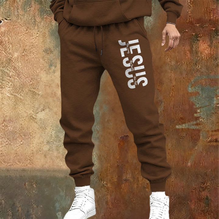 Pantaloni della tuta con scritta di Gesù a strati Christianartworkshop : abbigliamento quotidiano con identità devozionale - image 17