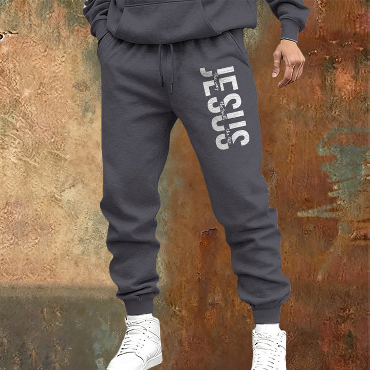 Pantaloni della tuta con scritta di Gesù a strati Christianartworkshop : abbigliamento quotidiano con identità devozionale - image 21
