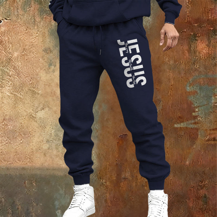 Pantaloni della tuta con scritta di Gesù a strati Christianartworkshop : abbigliamento quotidiano con identità devozionale - image 13