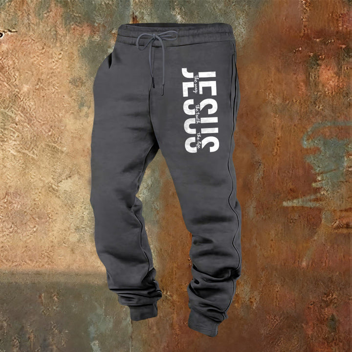 Pantaloni della tuta con scritta di Gesù a strati Christianartworkshop : abbigliamento quotidiano con identità devozionale - Grigio caldo - 2XL - image 20