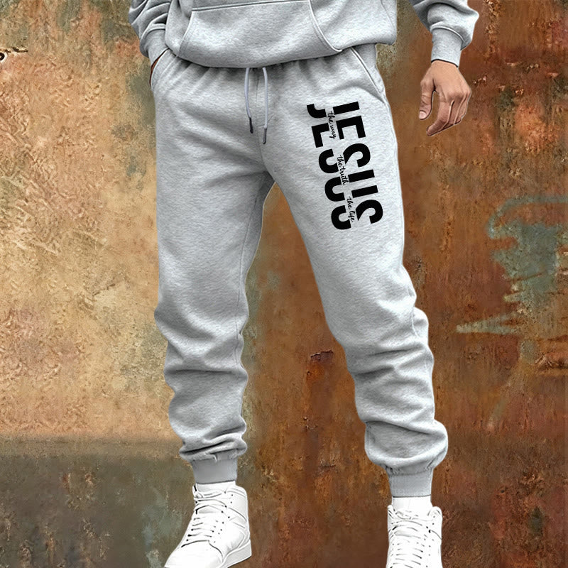 Pantaloni della tuta con scritta di Gesù a strati Christianartworkshop : abbigliamento quotidiano con identità devozionale - image 9