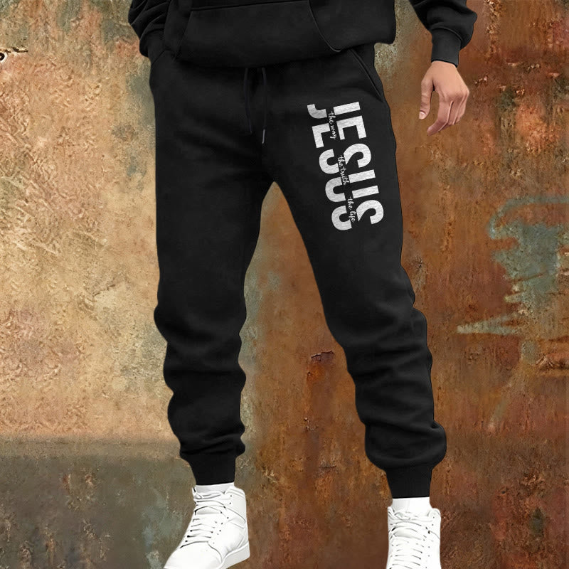 Pantaloni della tuta con scritta di Gesù a strati Christianartworkshop : abbigliamento quotidiano con identità devozionale - image 5