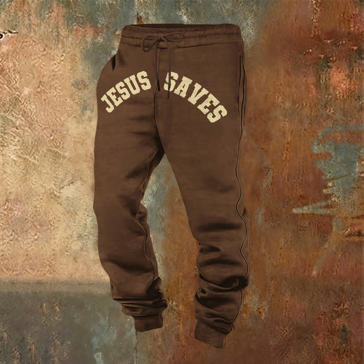 Christianartworkshop Gesù salva i pantaloni della tuta: promemoria quotidiano della redenzione divina - Marrone - 2XL - image 20