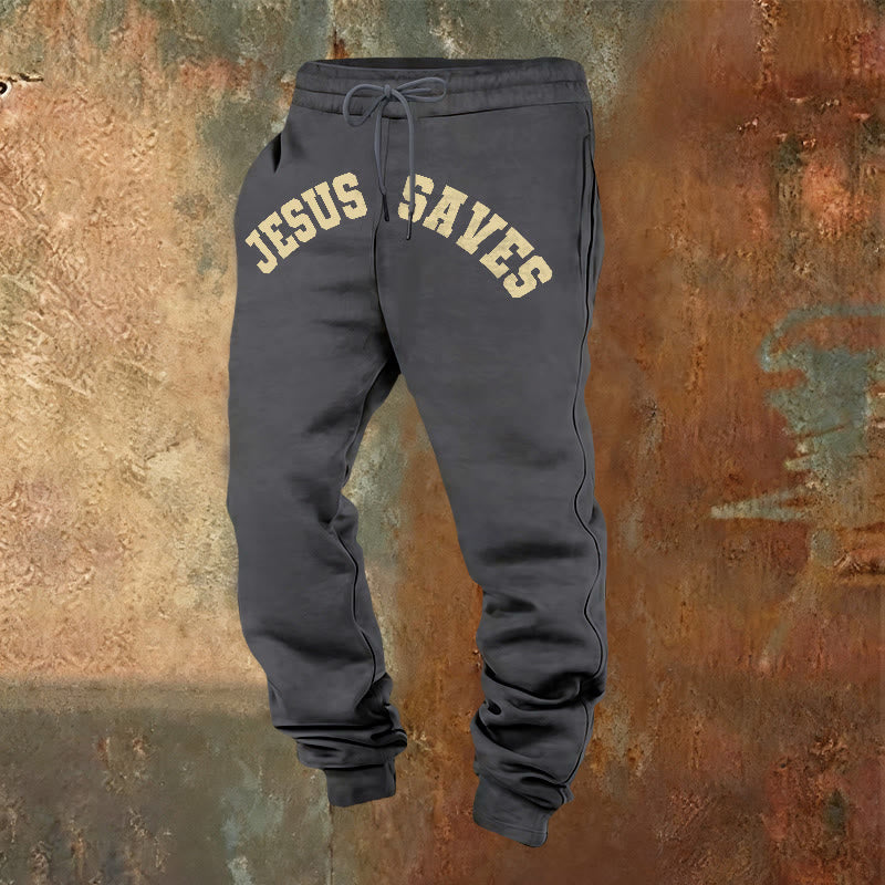 Christianartworkshop Gesù salva i pantaloni della tuta: promemoria quotidiano della redenzione divina - Grigio caldo - 2XL - image 8