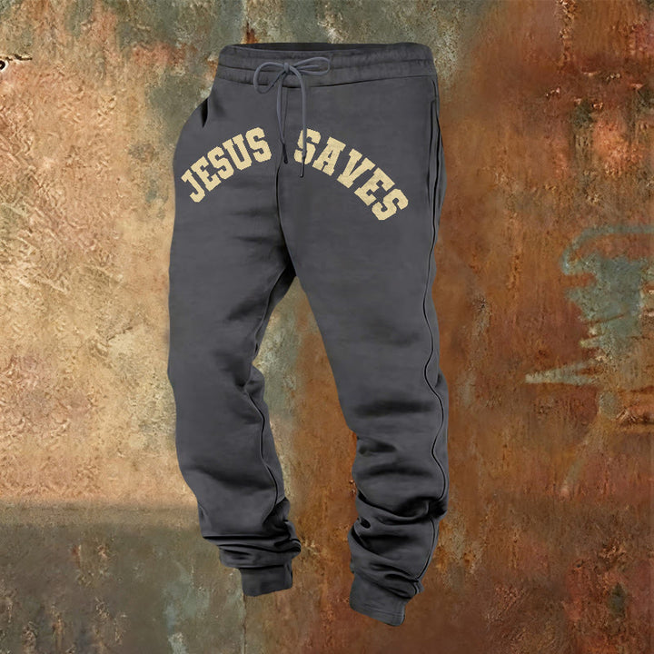 Christianartworkshop Gesù salva i pantaloni della tuta: promemoria quotidiano della redenzione divina - Grigio caldo - 2XL - image 8