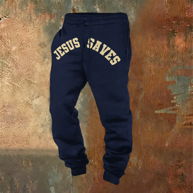Christianartworkshop Gesù salva i pantaloni della tuta: promemoria quotidiano della redenzione divina - Blu navy - 2XL - image 0