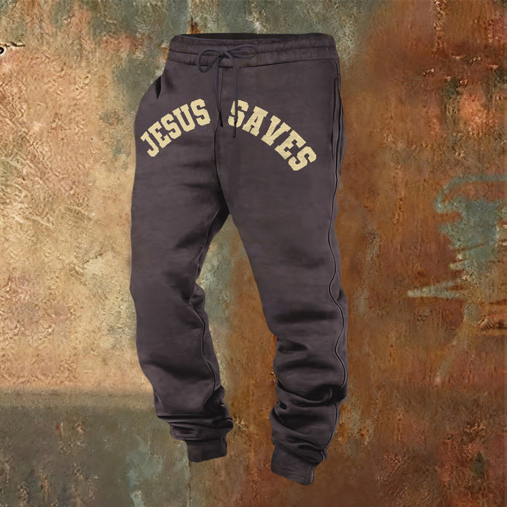 Christianartworkshop Gesù salva i pantaloni della tuta: promemoria quotidiano della redenzione divina - Grigio scuro - 2XL - image 12