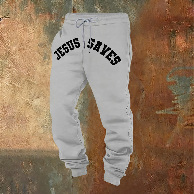 Christianartworkshop Gesù salva i pantaloni della tuta: promemoria quotidiano della redenzione divina - Grigio chiaro - 2XL - image 16