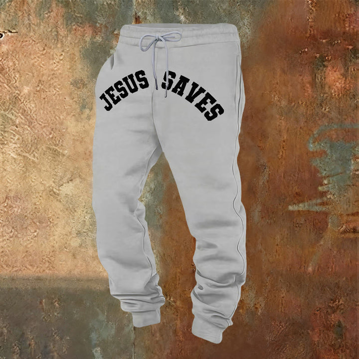 Christianartworkshop Gesù salva i pantaloni della tuta: promemoria quotidiano della redenzione divina - Grigio chiaro - 2XL - image 16