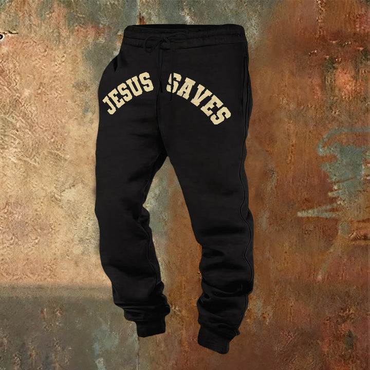Christianartworkshop Gesù salva i pantaloni della tuta: promemoria quotidiano della redenzione divina - Nero - 2XL - image 4