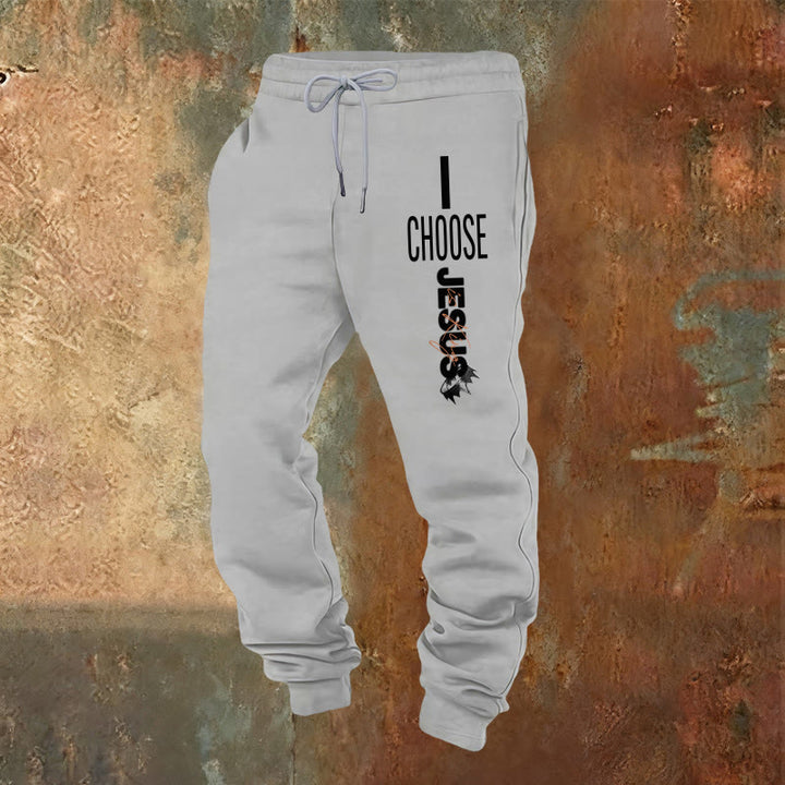 Christianartworkshop Pantaloni della tuta "I Choose Jesus": da indossare ogni giorno con impegno fedele - Grigio chiaro - 2XL - image 16