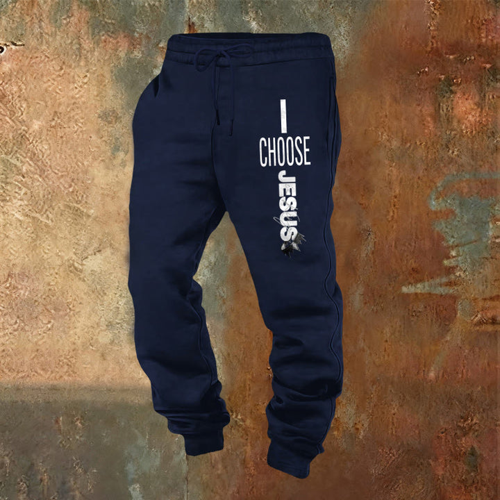 Christianartworkshop Pantaloni della tuta "I Choose Jesus": da indossare ogni giorno con impegno fedele - Blu navy - 2XL - image 0