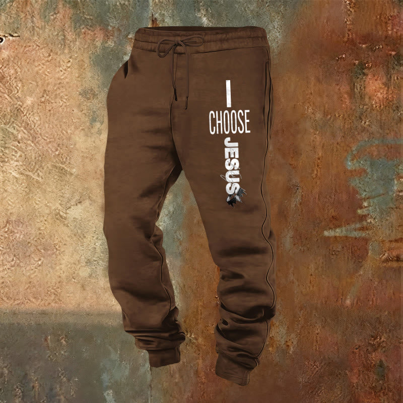 Christianartworkshop Pantaloni della tuta "I Choose Jesus": da indossare ogni giorno con impegno fedele - Marrone - 2XL - image 20