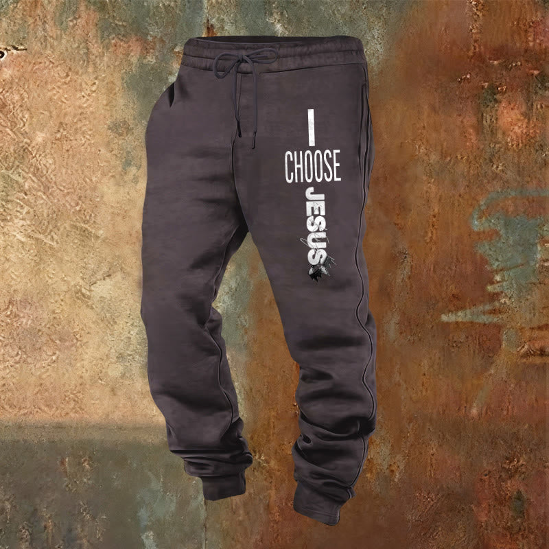 Christianartworkshop Pantaloni della tuta "I Choose Jesus": da indossare ogni giorno con impegno fedele - Grigio scuro - 2XL - image 12
