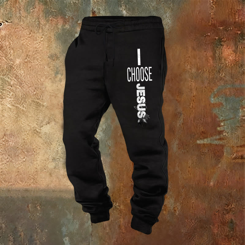 Christianartworkshop Pantaloni della tuta "I Choose Jesus": da indossare ogni giorno con impegno fedele - Nero - 2XL - image 4