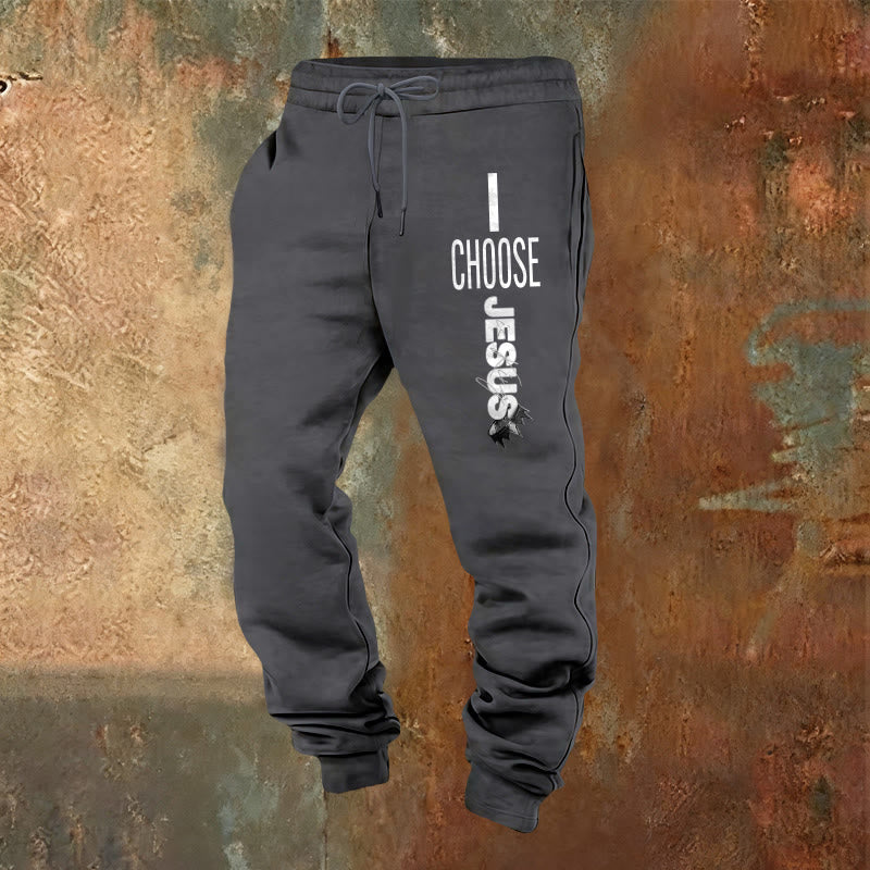 Christianartworkshop Pantaloni della tuta "I Choose Jesus": da indossare ogni giorno con impegno fedele - Grigio caldo - 2XL - image 8