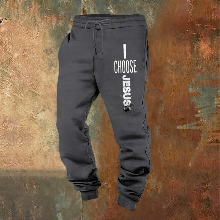 Christianartworkshop Pantaloni della tuta "I Choose Jesus": da indossare ogni giorno con impegno fedele - Grigio caldo - 2XL - image 8