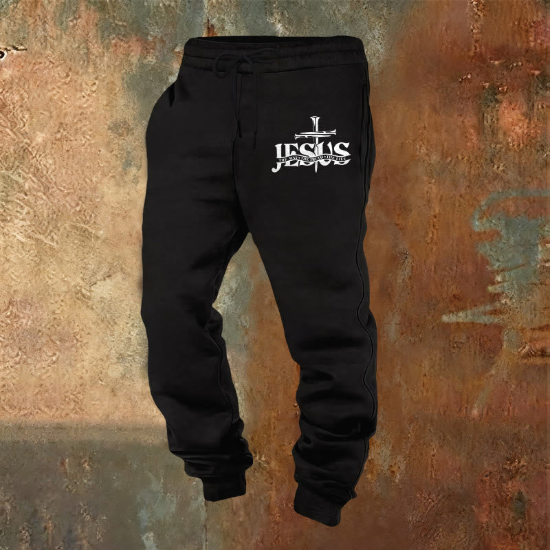 Pantaloni della tuta Jesus Sword Faith Christianartworkshop : fede elegante per i momenti quotidiani - Nero - 2XL - image 0