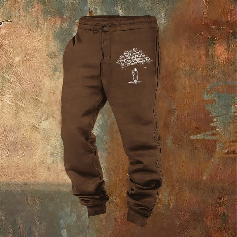 Pantaloni della tuta Good Shepherd Faith di Christianartworkshop: da indossare ogni giorno con cura spirituale - Marrone - 2XL - image 0