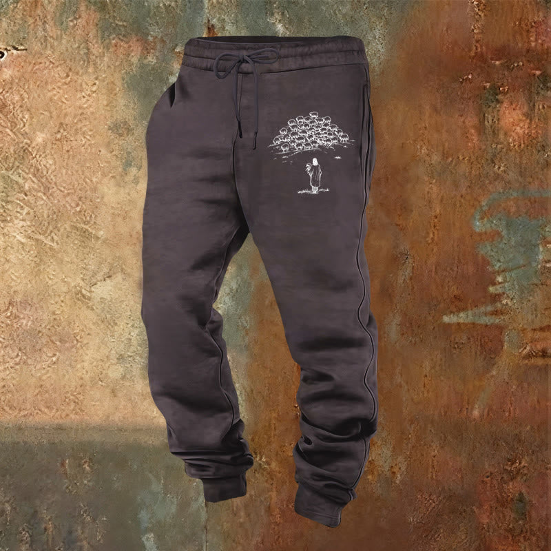 Pantaloni della tuta Good Shepherd Faith Christianartworkshop : da indossare ogni giorno con cura spirituale - Grigio scuro - 2XL - image 20
