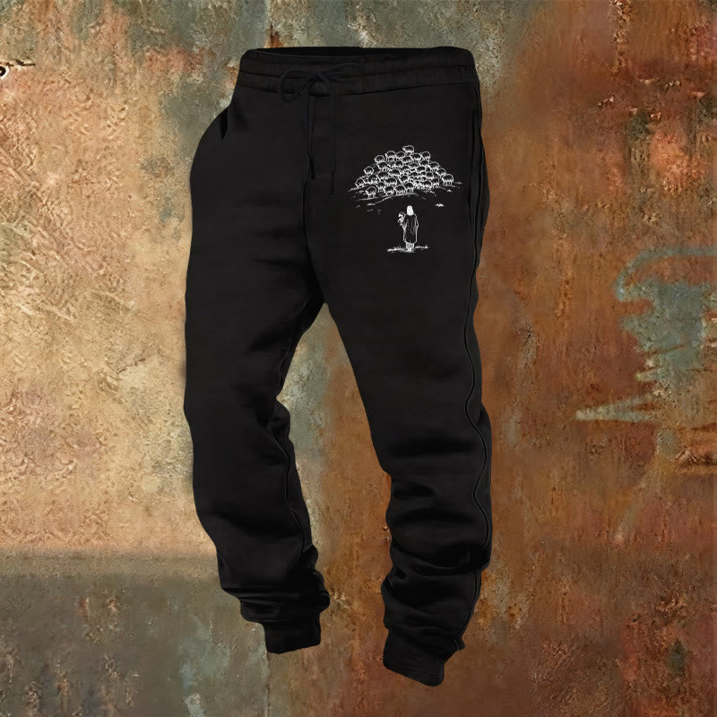 Pantaloni della tuta Good Shepherd Faith di Christianartworkshop: da indossare ogni giorno con cura spirituale - Nero - 2XL - image 5
