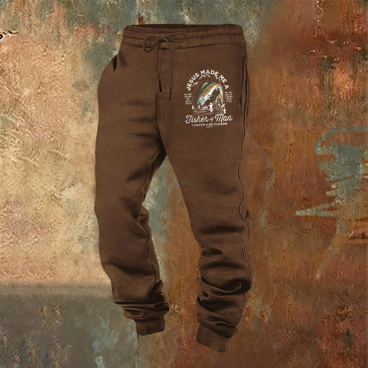 Pantaloni della tuta della fede del pescatore di uomini Christianartworkshop : abbigliamento quotidiano con missione spirituale - Marrone - 2XL - image 20