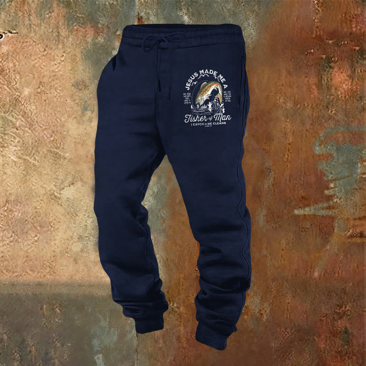 Pantaloni della tuta della fede del pescatore di uomini di Christianartworkshop: abbigliamento quotidiano con missione spirituale - Blu navy - 2XL - image 5