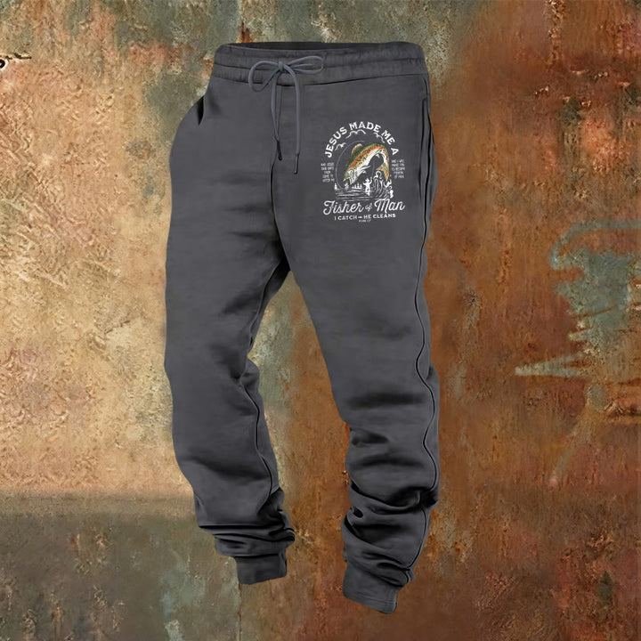 Pantaloni della tuta della fede del pescatore di uomini Christianartworkshop : abbigliamento quotidiano con missione spirituale - Grigio caldo - 2XL - image 16