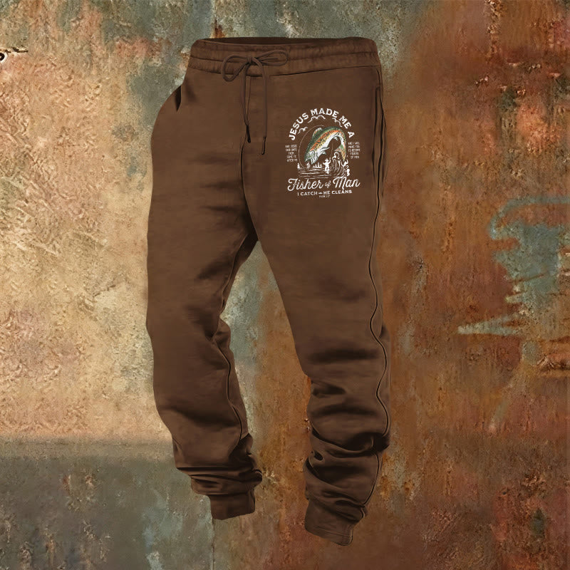 Pantaloni della tuta della fede del pescatore di uomini di Christianartworkshop: abbigliamento quotidiano con missione spirituale - Marrone - 2XL - image 21
