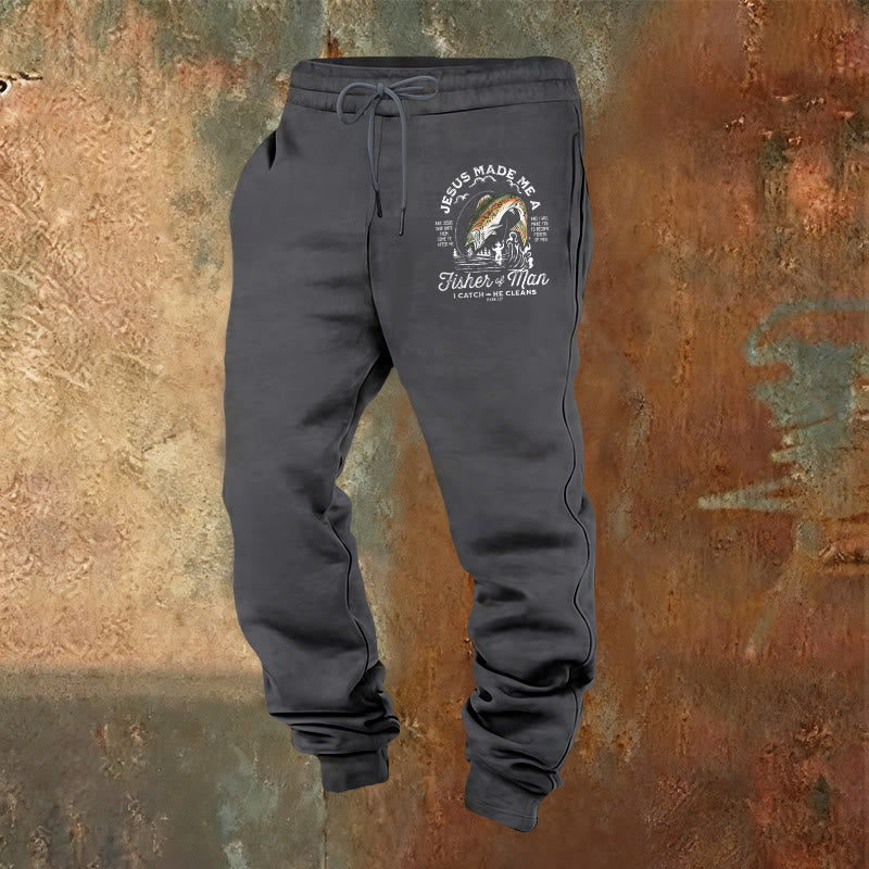 Pantaloni della tuta della fede del pescatore di uomini Christianartworkshop : abbigliamento quotidiano con missione spirituale - Grigio caldo - 2XL - image 16