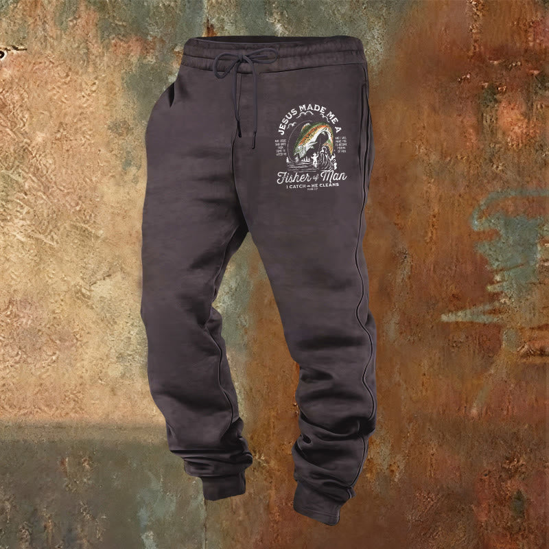 Pantaloni della tuta della fede del pescatore di uomini Christianartworkshop : abbigliamento quotidiano con missione spirituale - Grigio scuro - 2XL - image 12