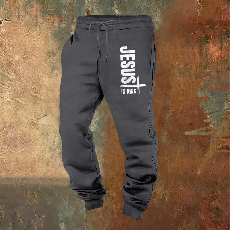 Pantaloni della tuta Jesus Is King Christianartworkshop : abbigliamento quotidiano con fede regale - Grigio caldo - 2XL - image 12