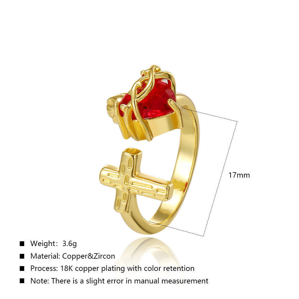 Christianartworkshop Anello Sacro Cuore e Croce: Fedele Devozione ed Elegante Simbolismo da Indossare Ogni Giorno - image 1