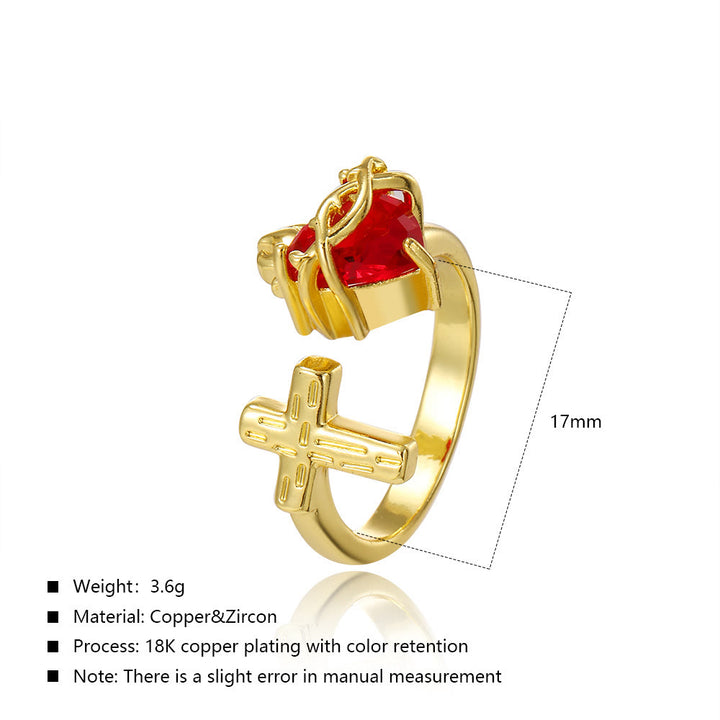 Christianartworkshop Anello Sacro Cuore e Croce: Fedele Devozione ed Elegante Simbolismo da Indossare Ogni Giorno - image 1