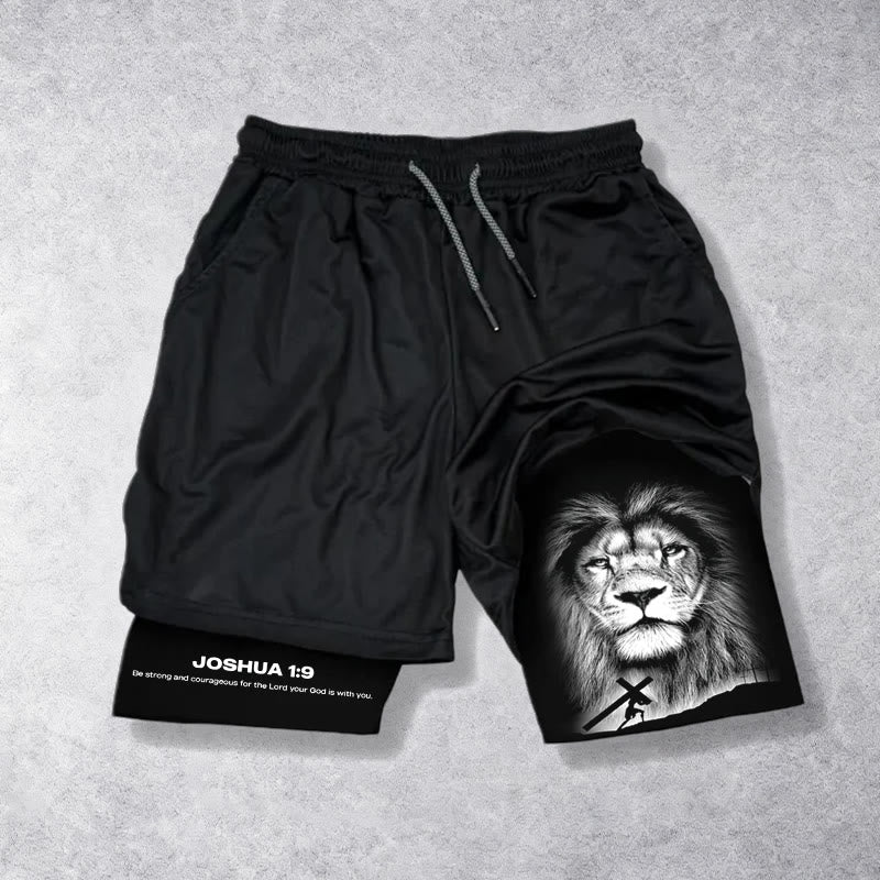 Christianartworkshop Joshua 1:9 Lion Performance Shorts - Pantaloncini - USA/UK/AU40, UE54 - image 0