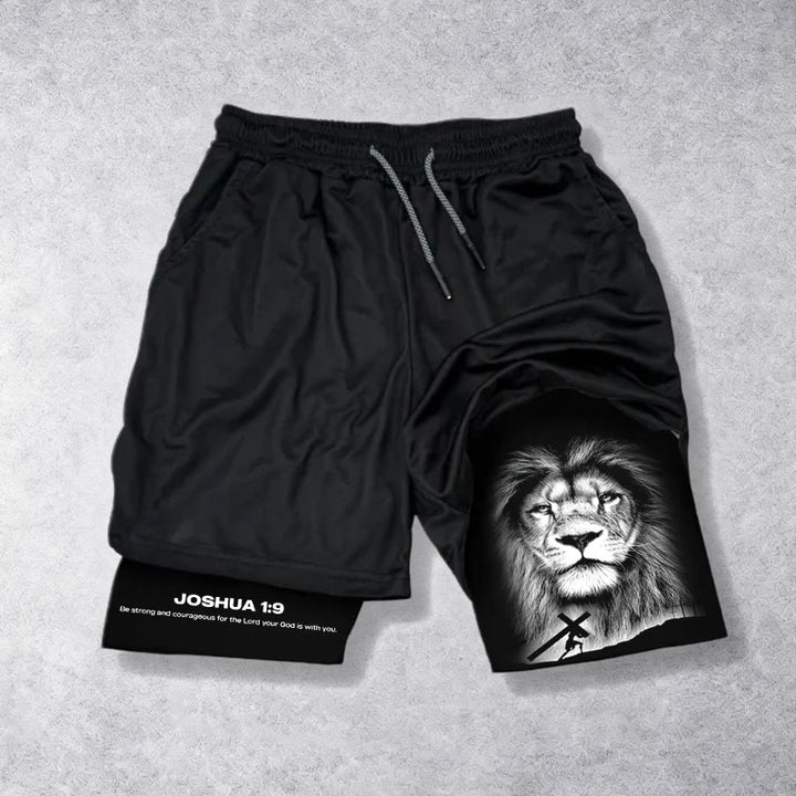 Christianartworkshop Joshua 1:9 Lion Performance Shorts - Pantaloncini - USA/UK/AU40, UE54 - image 0