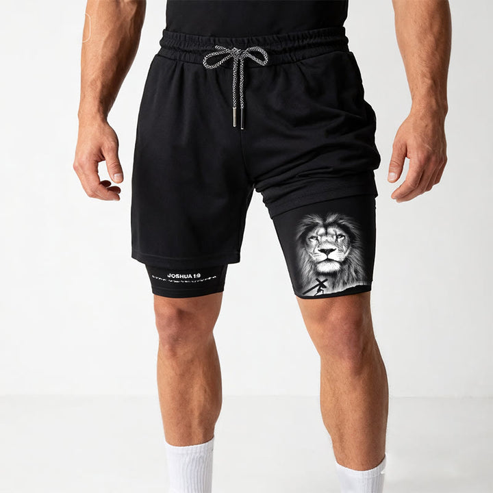 Christianartworkshop Joshua 1:9 Lion Performance Shorts - image 8
