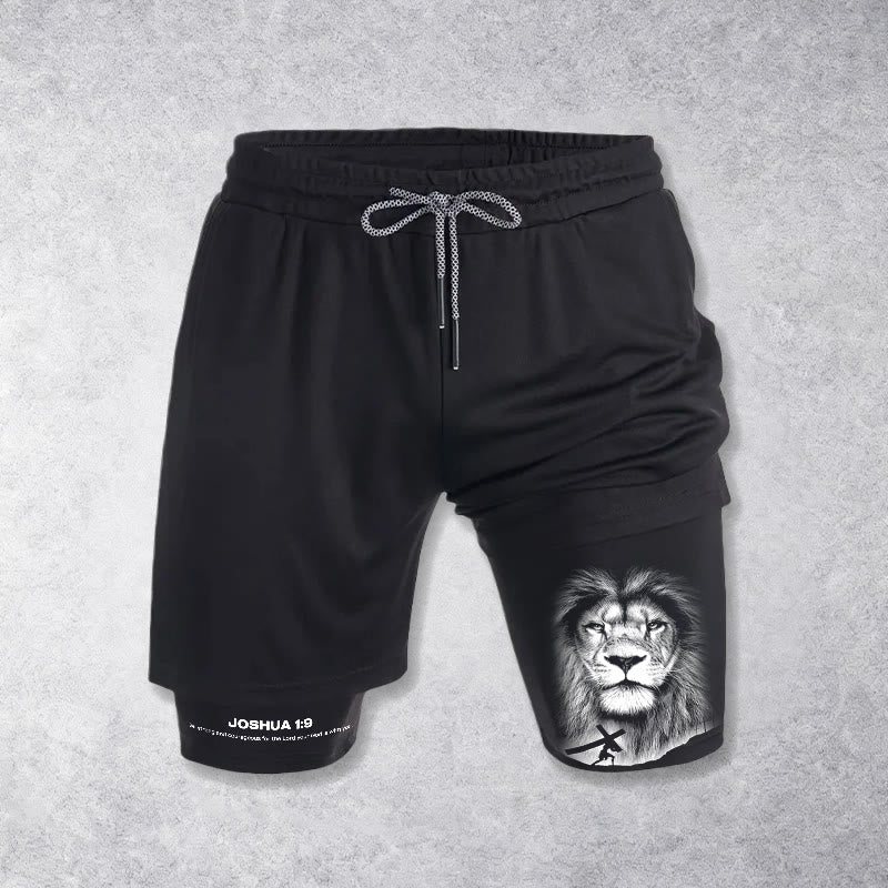Christianartworkshop Joshua 1:9 Lion Performance Shorts - image 4