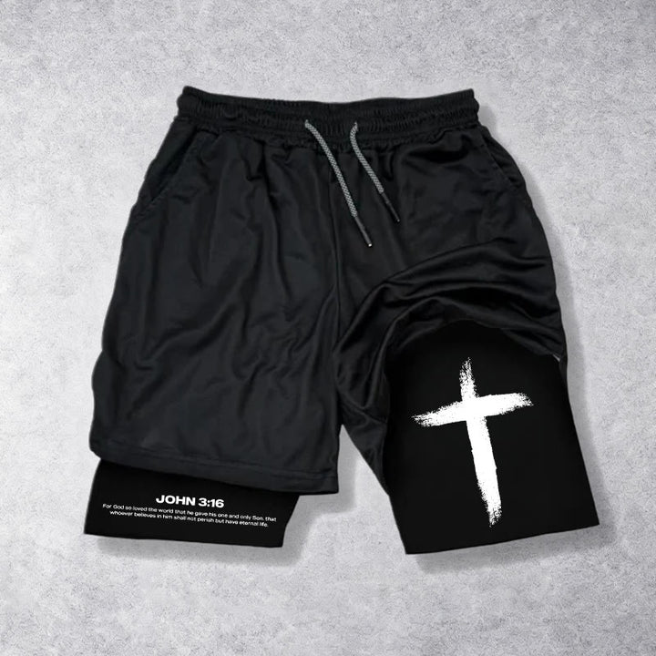 Christianartworkshop Giovanni 3:16 Cross Performance Shorts - Pantaloncini - 3XL - image 0